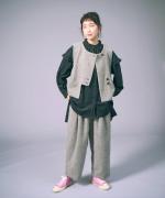 ヘリンボンウールシャギー　2wayベスト